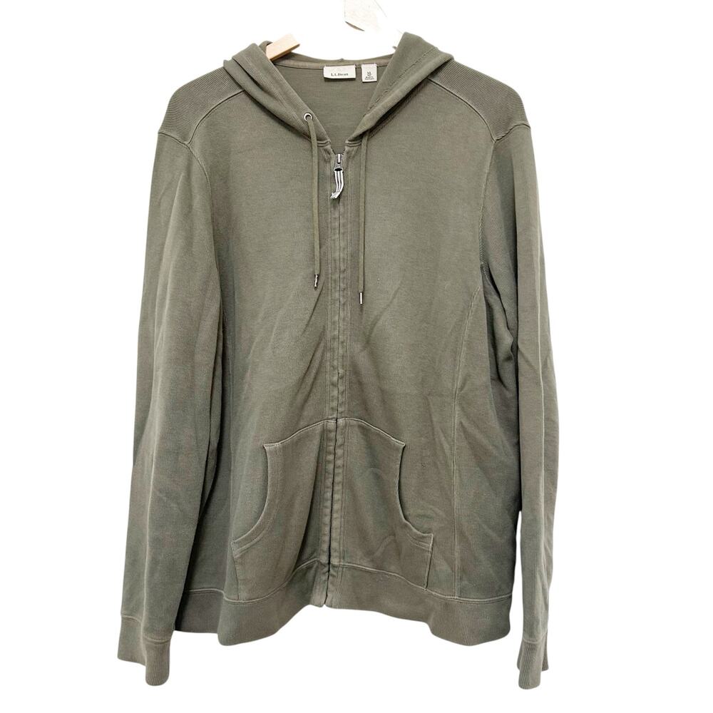 LL Bean Green Full Zip Hoodie Sz L